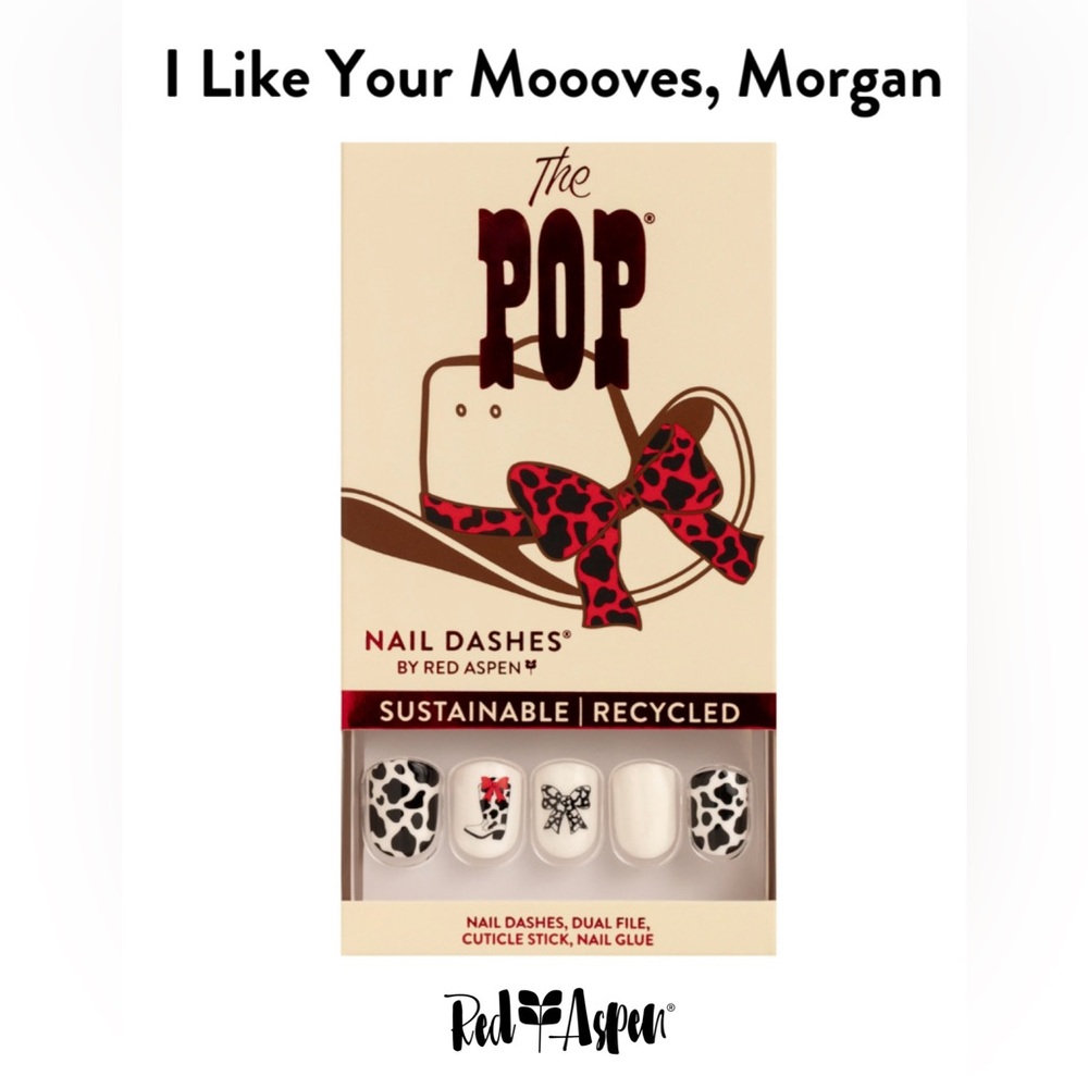 Red Aspen Cow Print Nails 
I Like Your Mooves, Morgan 
Short Sq Design B6f